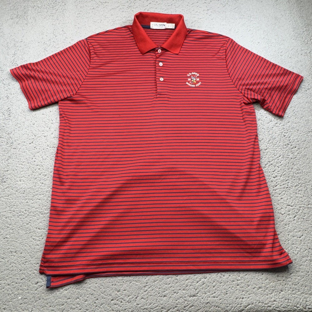 Winged Foot US Open Polo Shirt Men Large Red Golf Striped Bryson DeChambeau 2020